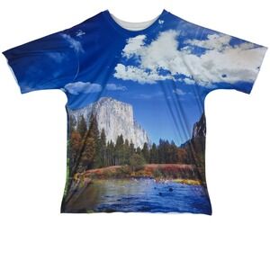 Get A Life Yosemite National Park All Over Print T-Shirt Mens L Blue Scenic Tee